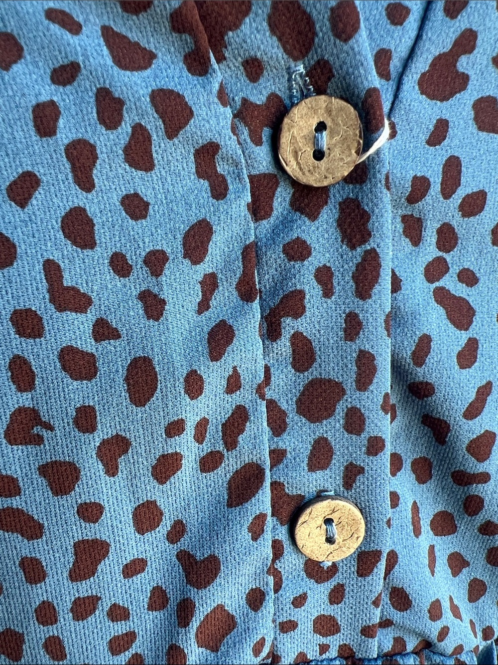 Blue Printed Long-Sleeve Tiered V-Neck Women's Dress - Picture 4 of 4
